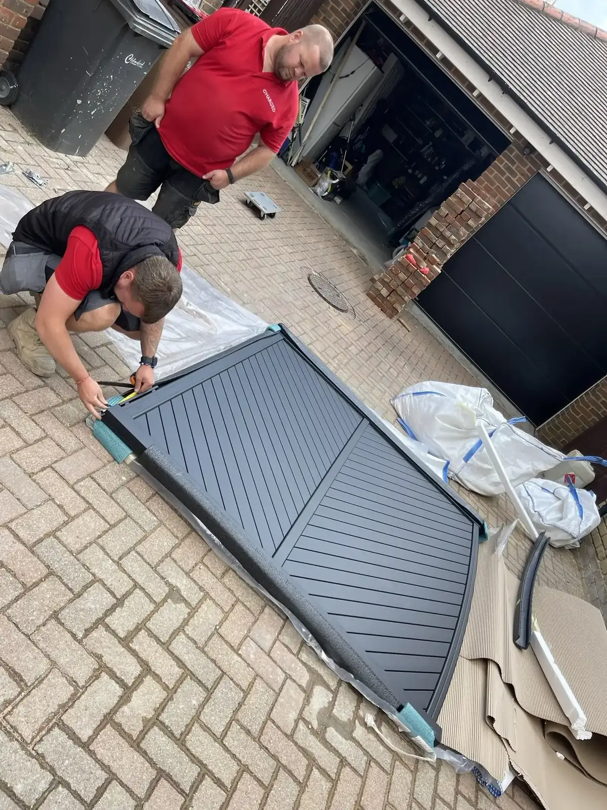 Gate automation installation in progress