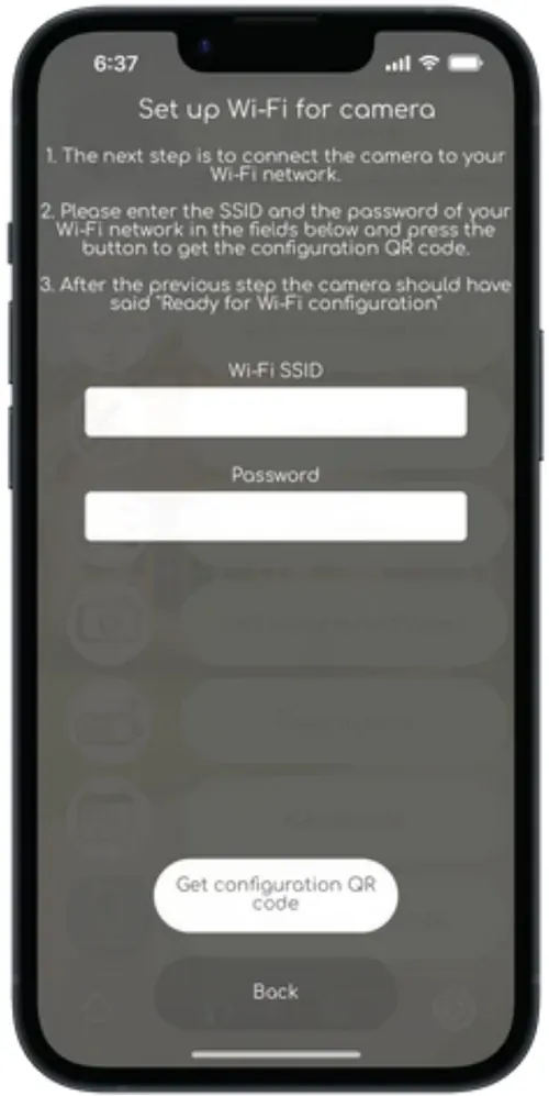 Entering Wi-Fi credentials in the Remootio app