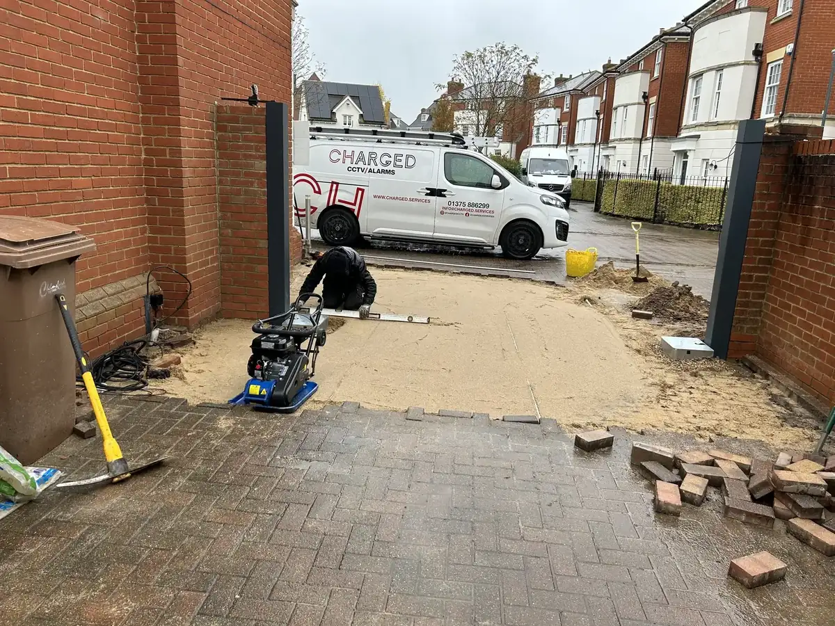 New driveway blockwork being installed
