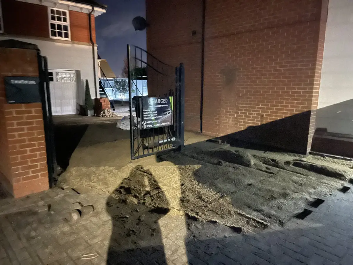 Excavated driveway